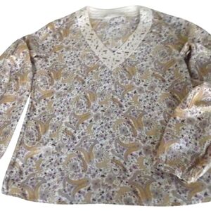 Patrick Gerard Silk Pastel Paisley Blouse,  S